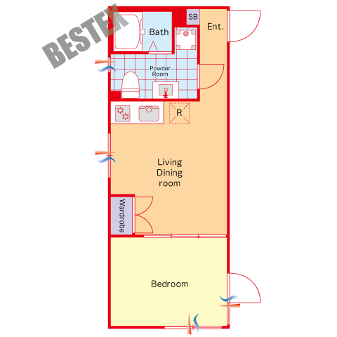 プリンセスライン四谷四丁目EAST 4階 1Rの間取り