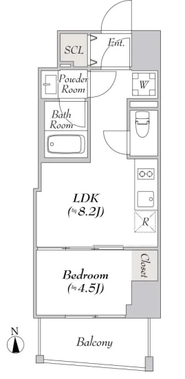 【新築】ルミーク文京湯島 8階 1LDKの間取り