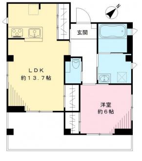 本駒込ウエスト 3階 1LDKの間取り