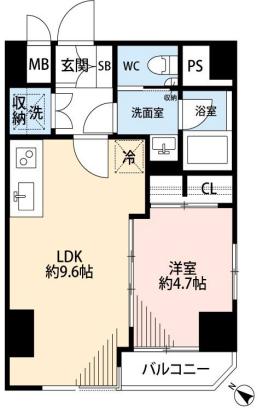 駒込サマリヤマンション 3階 1LDKの間取り