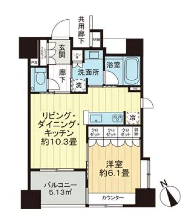 ガーラ・レジデンス文京本郷 9階 1LDKの間取り