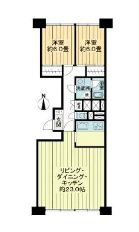 湯島ハイタウンA棟 16階 2LDKの間取り