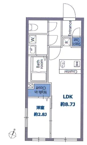 【築浅】プライムブリス文京春日 5階 1LDKの間取り