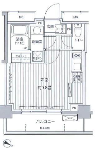 ヒューリックレジデンス茗荷谷 2階 1Rの間取り