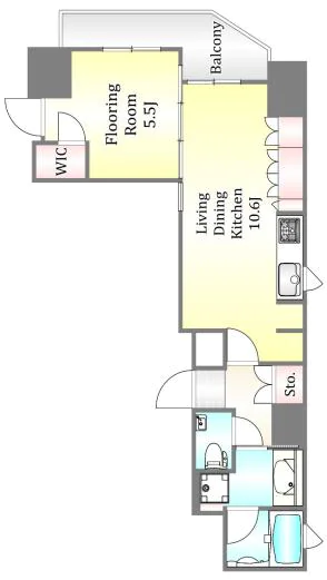 アトラス本郷赤門前 5階 1LDKの間取り