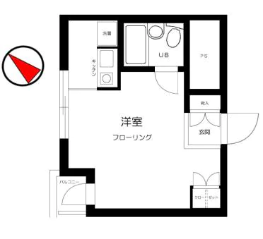 スカイコート後楽園第２ 3階 1Rの間取り