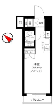 ロイヤルグリーン本郷 12階 1Rの間取り
