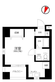 グレース茗荷谷 4階 1Rの間取り
