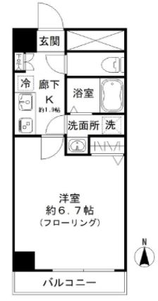 パティオ・デ本郷 4階 1Kの間取り