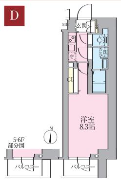 ルネサンスコート文京白山 4階 1Kの間取り