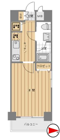 ステージファースト白山Ⅱ 7階 1Kの間取り