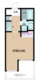 サンピア西須賀 3階 1Kの間取り