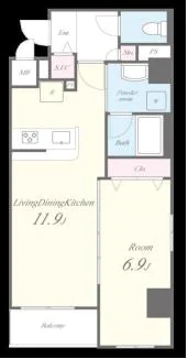 ヒューゲル本郷(Hugel Hongo) 2階 1LDKの間取り