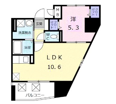 グランドルチェ白山 8階 1LDKの間取り