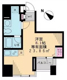 音羽クリニックビル 5階 1Rの間取り