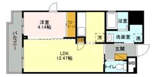 アザレア根津 8階 1LDKの間取り