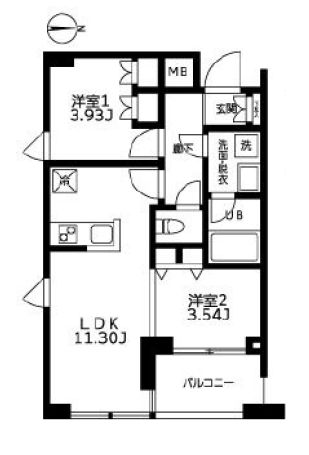 カーザビアンカ 7階 1SLDKの間取り