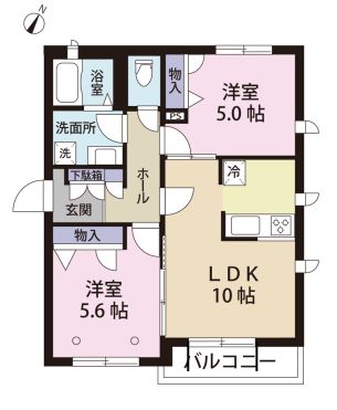 ステラ文京白山 2階 2LDKの間取り