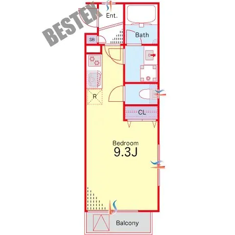パーシモン千石 5階 1Rの間取り