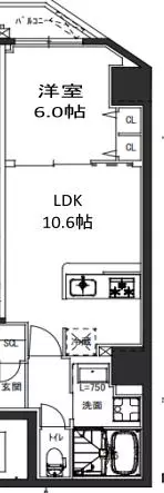 S-RESIDENCE駒込六義園（エス-レジデンス駒込六義園） 6階 1LDKの間取り