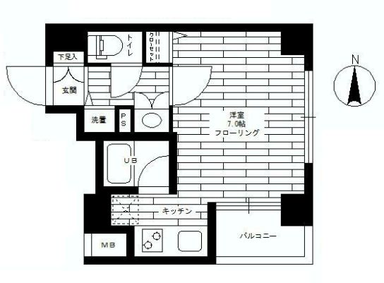 ステージファースト白山Ⅱ 3階 1Kの間取り