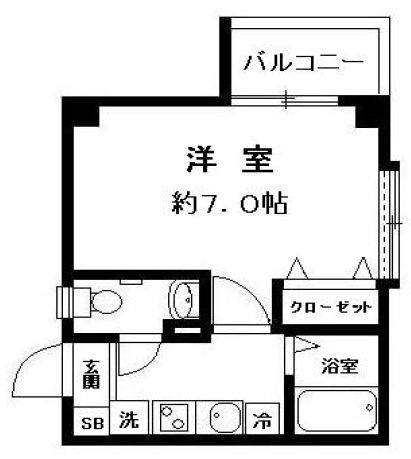 グリーンコート白山（白山3丁目） 2階 1Kの間取り