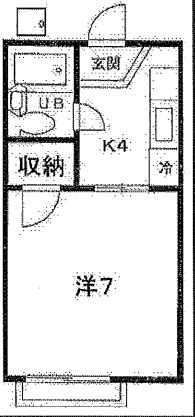 コーポノア 2階 1Kの間取り