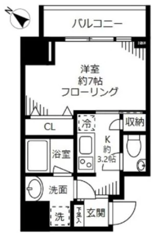 ファインクレスト護国寺 10階 1Kの間取り