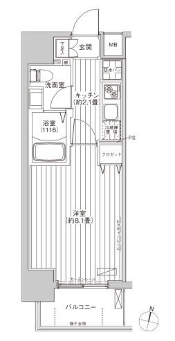 カーサラスク目白台 8階 1Kの間取り