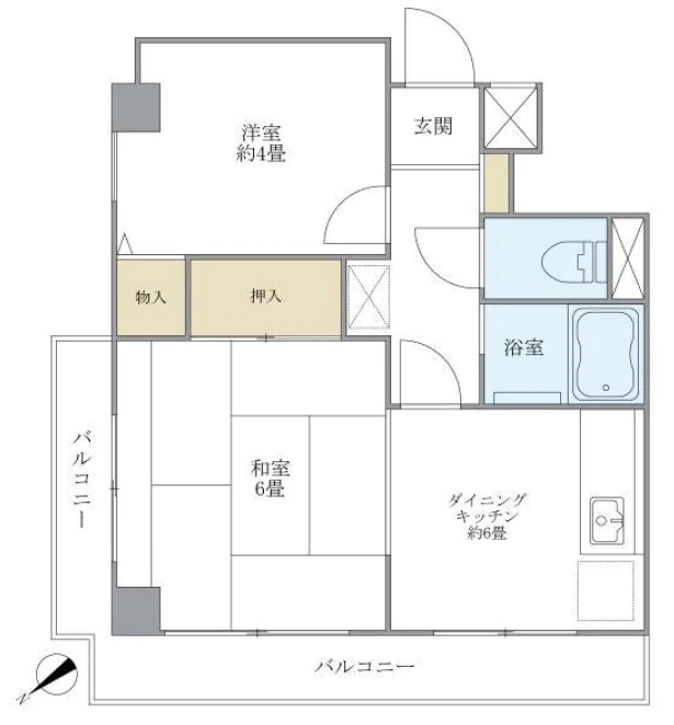 グランデュール六義園 3階 2DKの間取り
