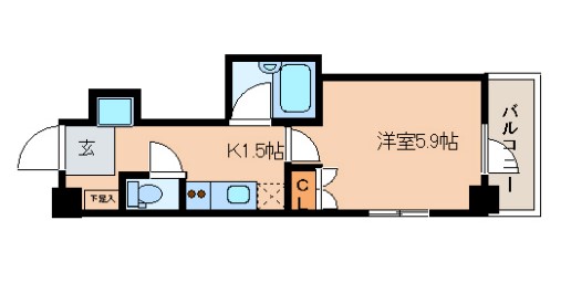 レジディア文京湯島Ⅱ 8階 1Kの間取り