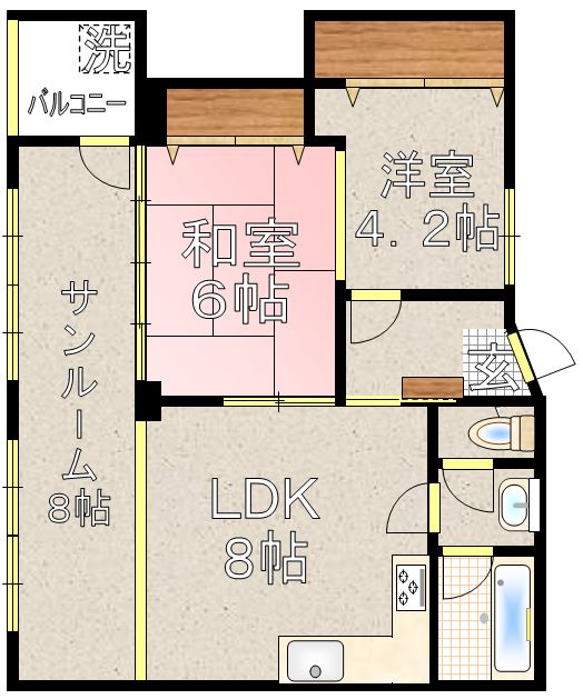 アイヴィ　オオコシ 2階 2LDKの間取り