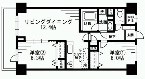 レジディア目白 4階 2LDKの間取り