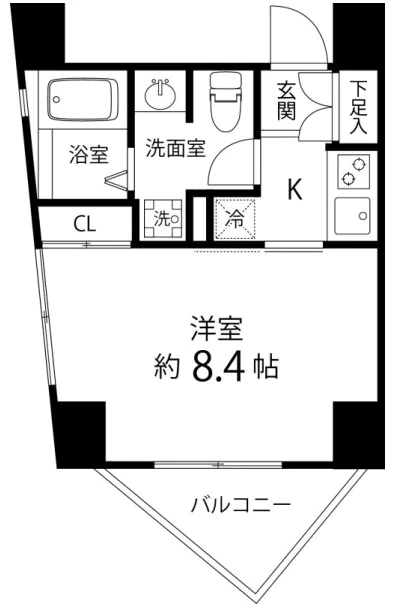 レニール本駒込 4階 1Kの間取り