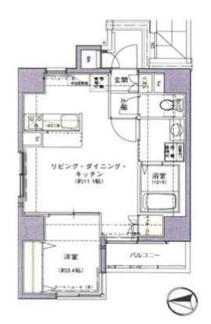 ヴィーダ御茶ノ水 7階 1LDKの間取り