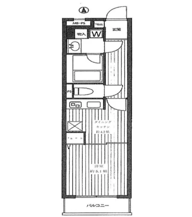 ライオンズマンション後楽園 1階 1DKの間取り