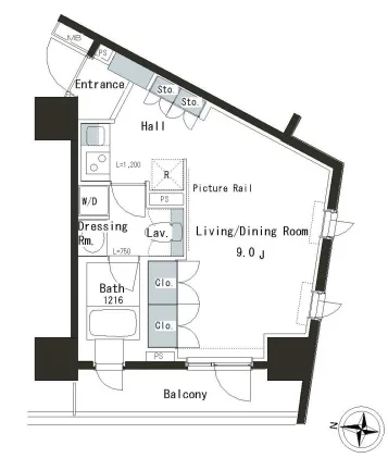 パークアクシス本郷の杜 3階 1Kの間取り