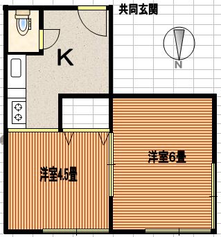 コーポ小澤 2階 2Kの間取り