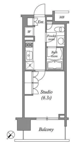 オーパスホームズ千駄木 4階 1Kの間取り