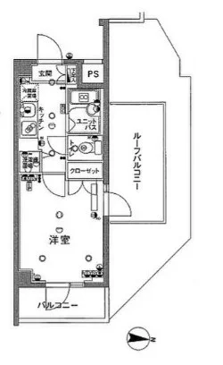 スカイコート文京白山第3 7階 1Kの間取り