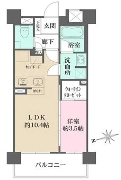 グランスイート文京小桜 3階 1LDKの間取り