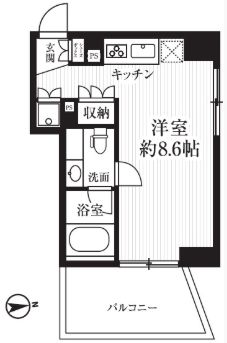 HF千駄木レジデンス 7階 1Rの間取り