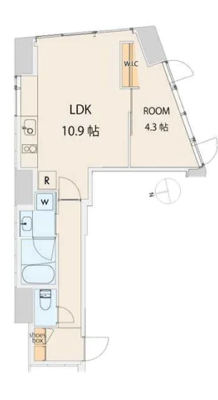 エスセナーリオ本郷三丁目 5階 1LDKの間取り