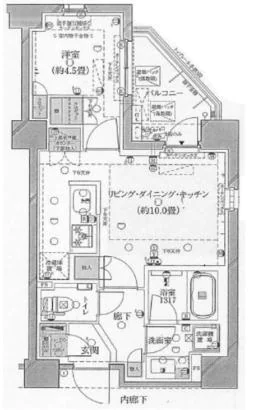 プリマシュロス文京本駒込 2階 1LDKの間取り