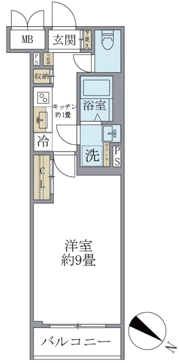 【新築】ビューテラス茗荷谷 2階 1Kの間取り