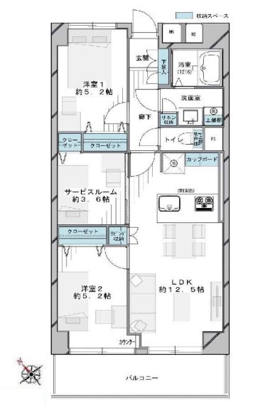 ユーカリハイツ小石川 2階 2SLDKの間取り