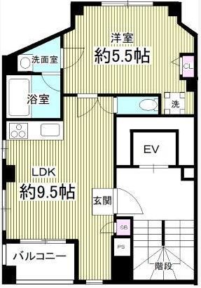 スワンレイク本郷 4階 1LDKの間取り