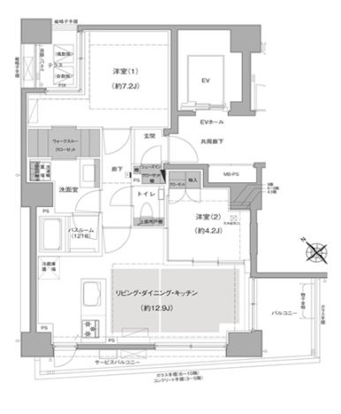 エルスタンザ文京白山 2階 2LDKの間取り