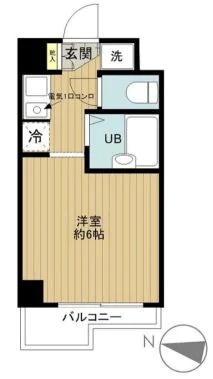 スカイコート文京小石川 2階 1Kの間取り