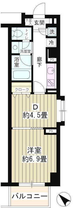 エステージ六義園 2階 1DKの間取り